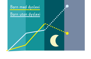 Ett diagram som visar att barn med dyslexi inte befäster minnet under natten